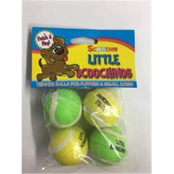 Scoochie Pet Products Scoochie Pet Products 207 Little Scoochinos Puppy Tennis Balls - 4 Pack - 207