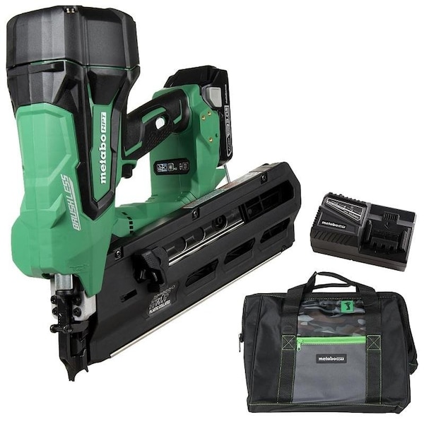 Metabo Hpt Strip Framing Nailer, Battery Included, 18 V, 3 Ah, 47 Magazine, 21 deg Collation, Nail Fastener - NR1890DRSM