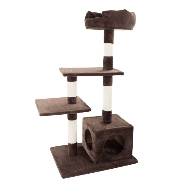 Pet Adobe 4-tier 43-inch Cat Tree Multilevel Tower with Scratching Posts, Platforms and Condo for Cats/Kittens - 495630UFP