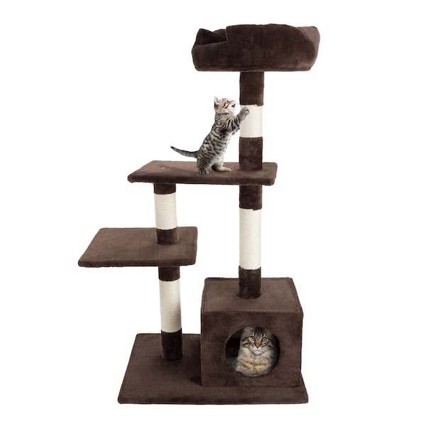 Pet Adobe 4-tier 43-inch Cat Tree Multilevel Tower with Scratching Posts, Platforms and Condo for Cats/Kittens - 495630UFP