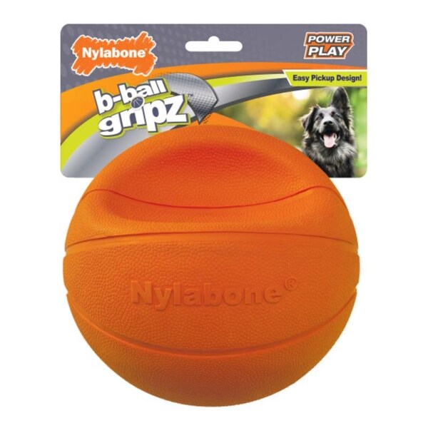 Nylabone Nylabone Power Play Orange Rubber Basketball Ball Dog Toy Large each 1 pk - NPLY009P