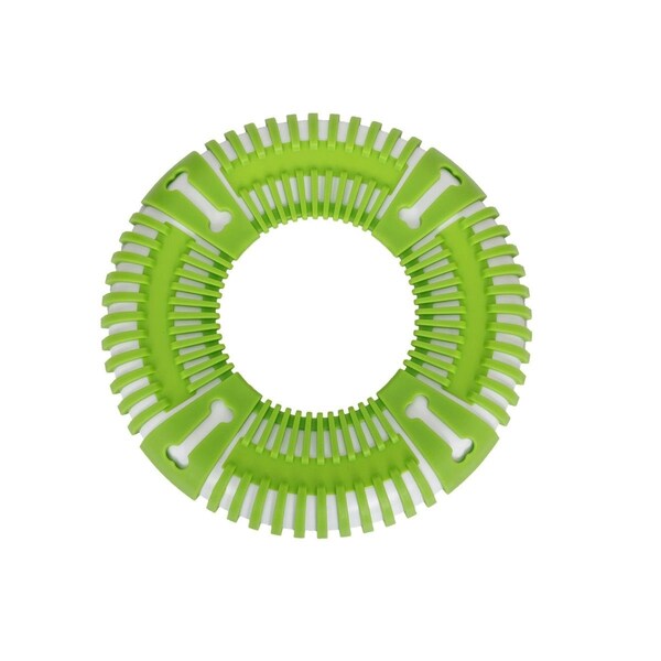Petpurifiers Flex Bark Flexible Frisbee Fetch Dog Toy; Green - One Size - PE785811