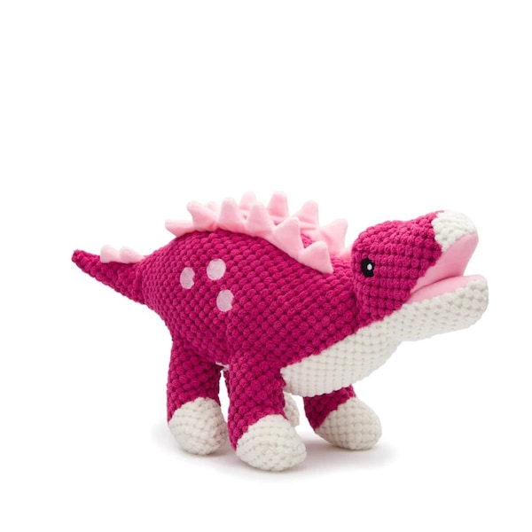 Fab Dog Floppy Stegosaurus Dinosaur Dog Toy - Pink - Small - 849088065941