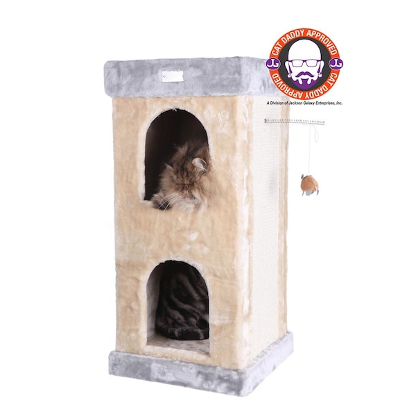 Aeromark Armarkat Double Condo Real Wood Cat House With SratchIng Carpet For Cats Kitty Enjoyment - X3203