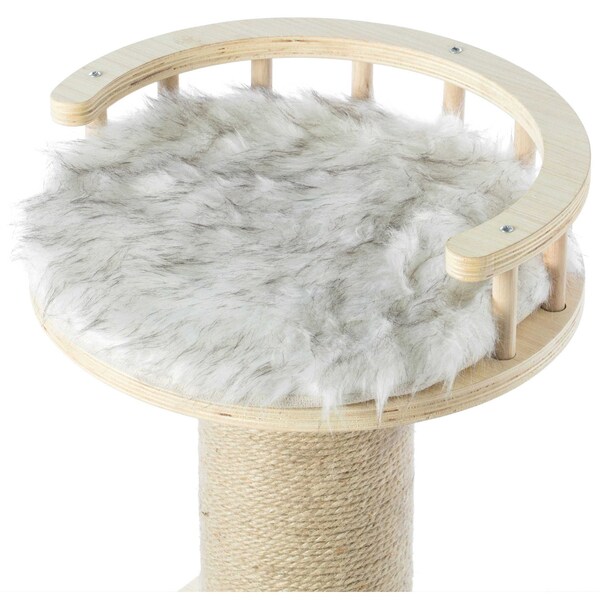 Pawsmark Wooden Cat Sisal Scratching Post Tree Tower with Seat Pet Bed Lounge - QI003735