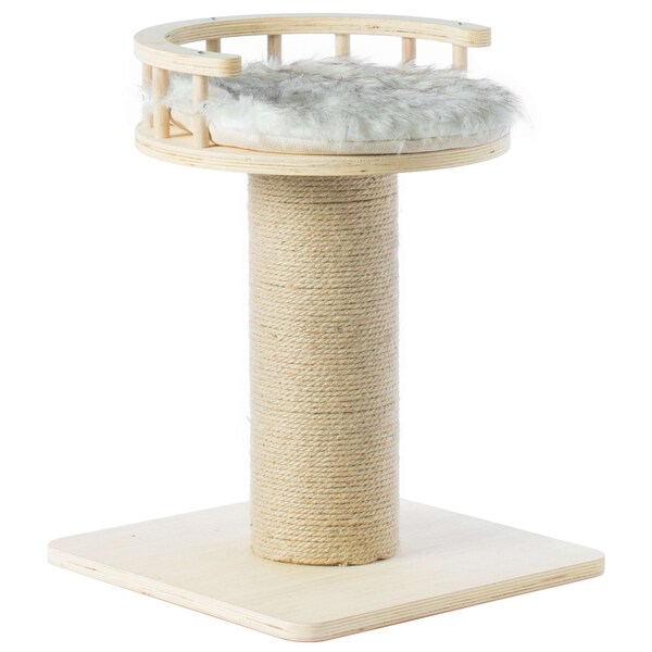 Pawsmark Wooden Cat Sisal Scratching Post Tree Tower with Seat Pet Bed Lounge - QI003735