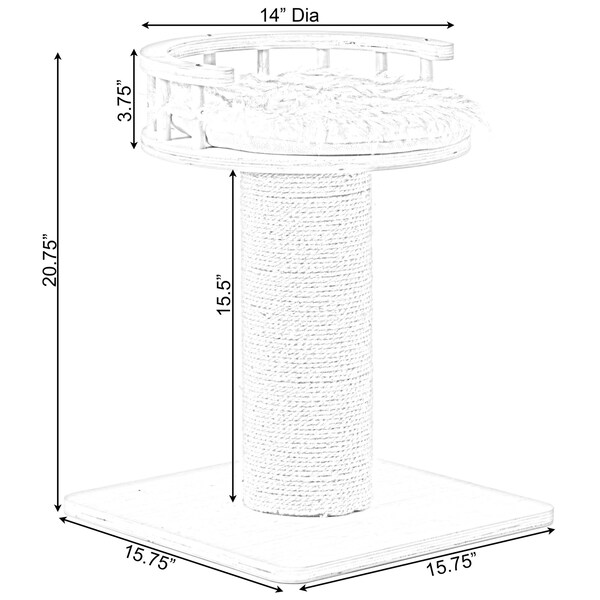 Pawsmark Wooden Cat Sisal Scratching Post Tree Tower with Seat Pet Bed Lounge - QI003735