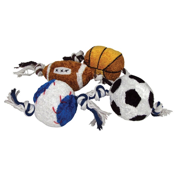 Diggers Boss Pet Digger's Multicolored Plush/Rubber Rope Sports Ball Dog Toy Large 1 pk - A08874