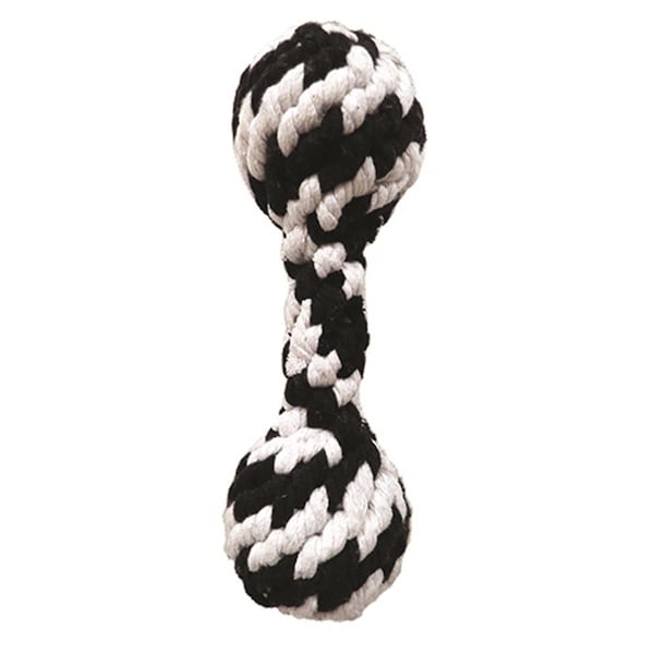 Schoochie Pet Small Super Braided Rope Squeaker Dumbbell Dog Toy 8 in - 528
