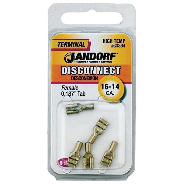 Jandorf Disconnect Terminal, 16 to 14 AWG Wire, 5PK - 60864