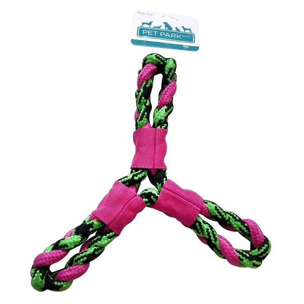 Pet Park Blvd Dog Toy, Paracord Rope Twisted Tri-Flyers, Woven Paracord, Pink - US2049 75