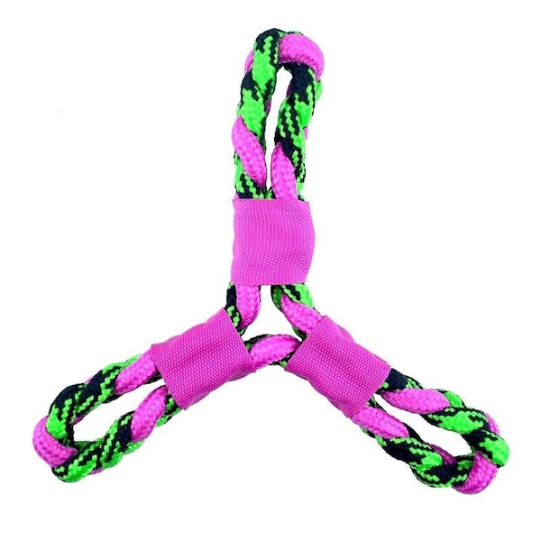 Pet Park Blvd Dog Toy, Paracord Rope Twisted Tri-Flyers, Woven Paracord, Pink - US2049 75