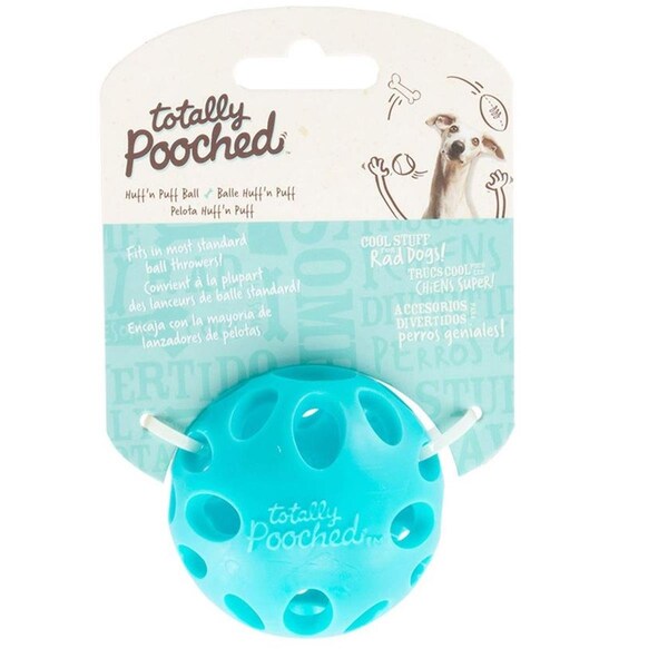 Totally Dog 2.5 in. Huff N Puff Ball Dog Toys, Teal - 628043607323