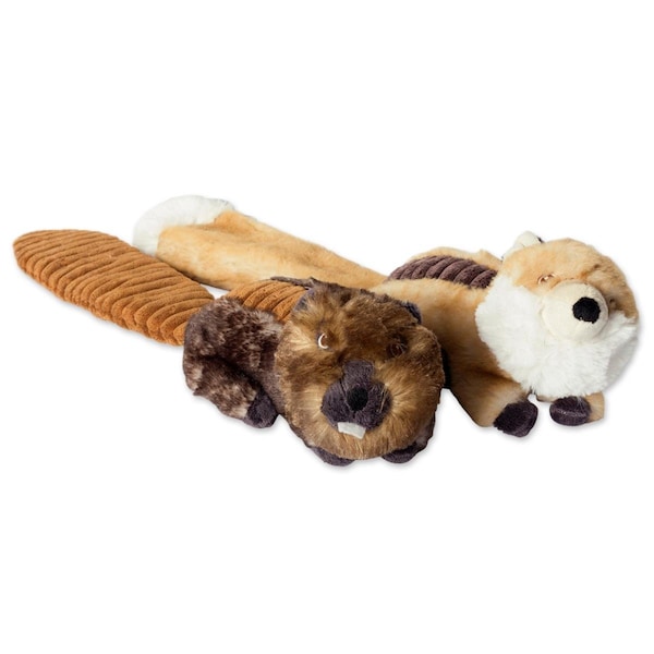 Mansbestfriend Beaver & Fox Plush Squeaker Pet Toy - Set of 2 - MA2567995