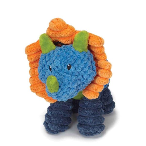 Bufffuerte Jurassic Cord Crew Triceratop Dog Toy, Blue - Small - BU1666161
