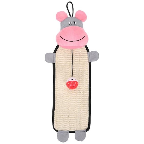 Petpurifiers Natural Sisal & Jute Hanging Carpet Kitty Cat Scratcher with Toy; Pink & Grey - One Size - PE860136