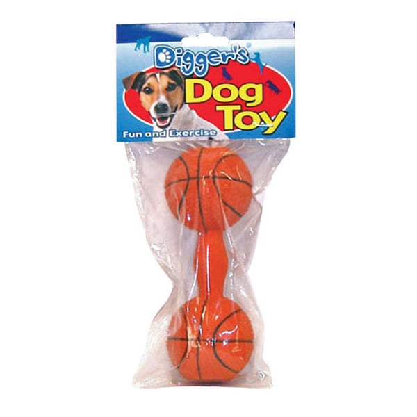 Diggers Boss Pet Digger's Orange Latex Basketball Dumb Bell Squeaky Dog Toy Large 1 pk - 52531