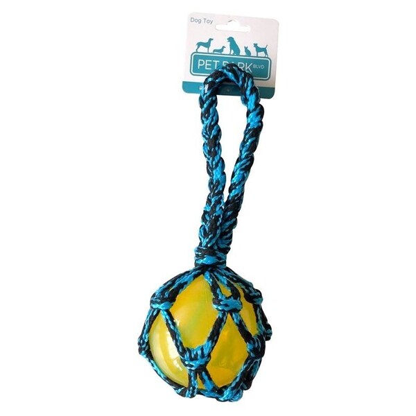 Pet Park Blvd Dog Toy, Squeaker Toy, Paracord Rope Tug with Squeaky Ball, Blue - US2044 19
