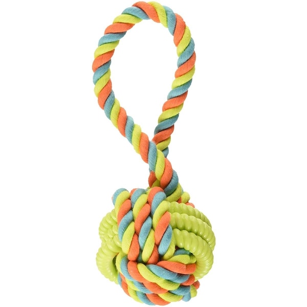 Chompers Rope TPR Rings Ball with Coiled Tug Dog ToyMultiColor Medium - WB15507