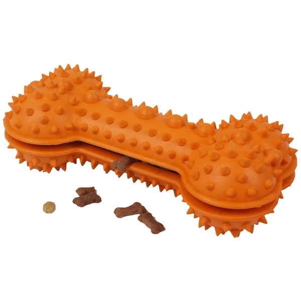 Petpurifiers Denta-Bone TPR Treat Dispensing & Dental Cleaning Durable Dog Toy, Orange - One Size - PE3176280
