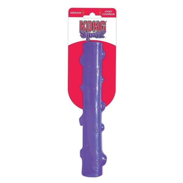 Kong Squeezz PSS1 Dog Toy, L, Squeaker, Stick, Rubber, Amethyst/Emerald/Ruby/Sapphire - KO-PSS1