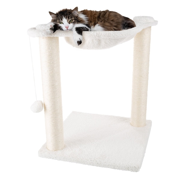 Pet Adobe Cat tree and Scratcher with 2 Sisal Post, Bed and Interactive Toy Play for Cats/Kitten, 15.75-inch - 408946VOD