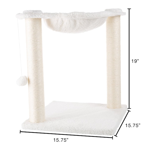 Pet Adobe Cat tree and Scratcher with 2 Sisal Post, Bed and Interactive Toy Play for Cats/Kitten, 15.75-inch - 408946VOD
