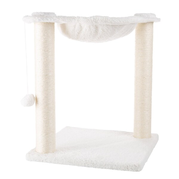Pet Adobe Cat tree and Scratcher with 2 Sisal Post, Bed and Interactive Toy Play for Cats/Kitten, 15.75-inch - 408946VOD