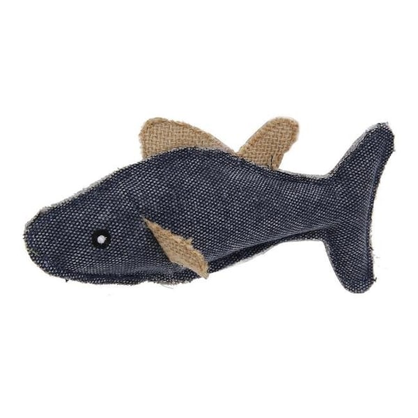 Petpurifiers Durable Fish Plush Kitty Catnip Cat Toy; Black - Small - PE480406