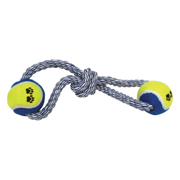 Boss Boss Pet Digger's Multicolored Rubber Rope and Tug Dog Figure Tennis Ball Tug Toys Large 1 pk - A03810