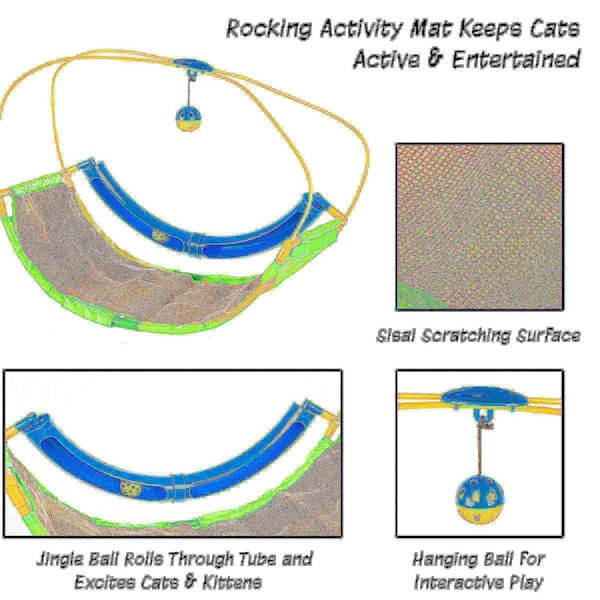 Pet Adobe Interactive Toy Rocking Activity Mat with Playing Station, Scratching Area/Toys for Cats/Kittens - 337877HPI