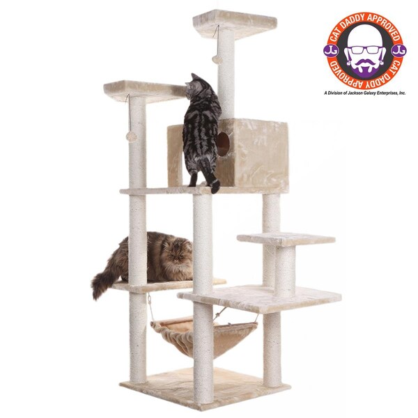 Aeromark Armarkat 72-inch Beige Real Wood Cat Tree With Spacious Condo SratchIng Post - A7202