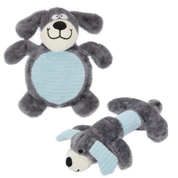 Petpurifiers Cozy Play Plush Chew Dog Toy; Grey & Blue - Set of 2; One Size - PE678254