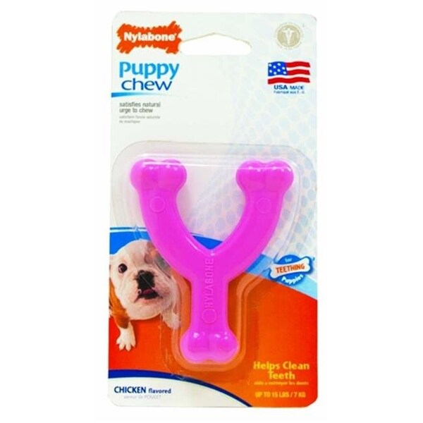 Nylabone Nylabone 18214832409 Puppy Chew Teething Wishbone Chicken Petite Pink - 18214832409