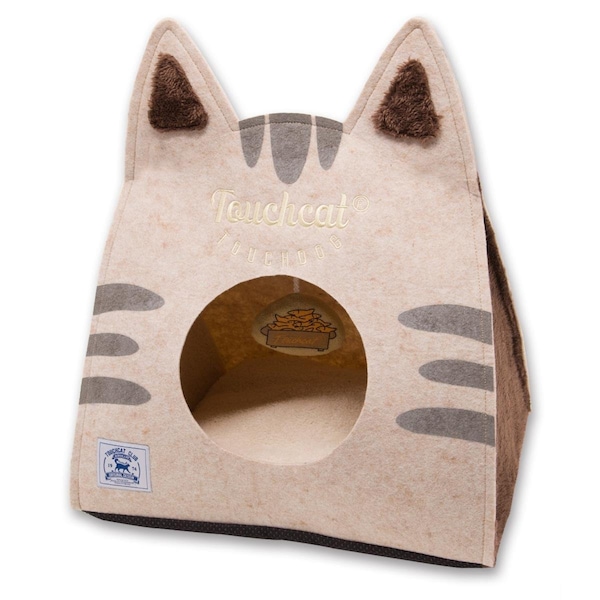 Bpf Kitty Ears Folding Cat Pet Bed House with Toy, Brown - One Size - BP1669962