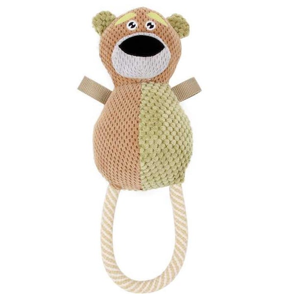 Petpurifiers Natural Jute & Squeak Chew Tugging Dog ToyBrown & Olive One Size - PE873311