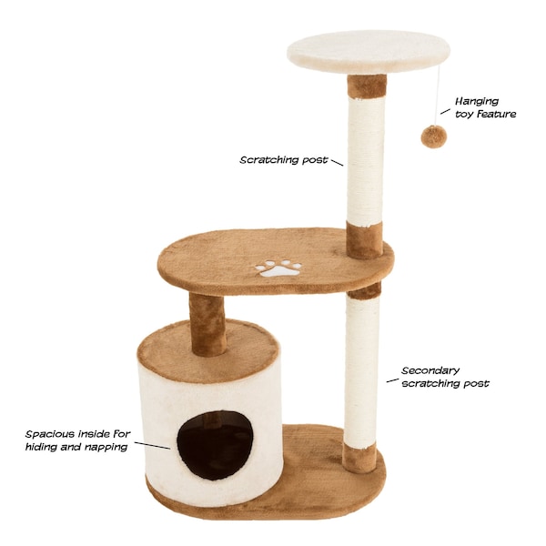 Pet Adobe Pet Adobe Multi-Level Condo, Scratching Posts, Play Area w/ Perchesand Toys, 37.5 Tall, for Cats - 143436ABO