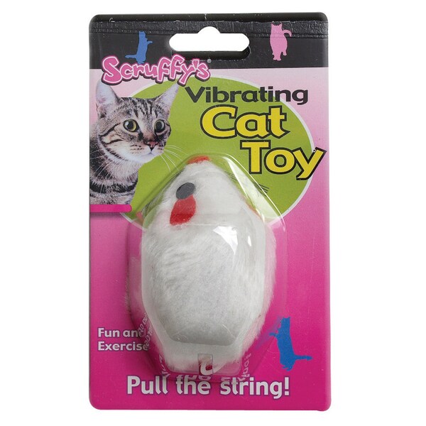 Scruffy Scruffys White Plush/Synthetic Rubber Vibrating Mouse Pet Toy Small 1 pk - 32073