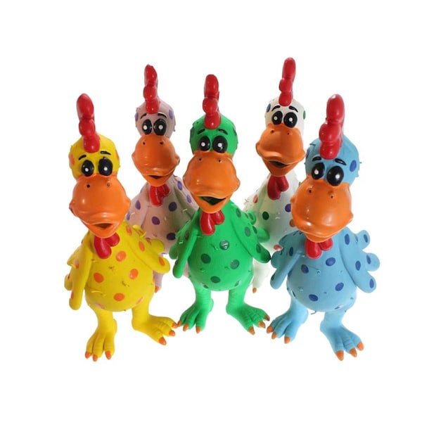 Fly Free Zone 11.5 in. Globkens Large Chickens Dog Toy, Assorted Color - FL2454487