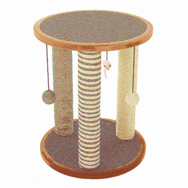 Pet Adobe Pet Adobe Cat Scratching Post- Play Area with 3 Poles, Perch and Toys- 19.25 inch Tall - 835979GCZ