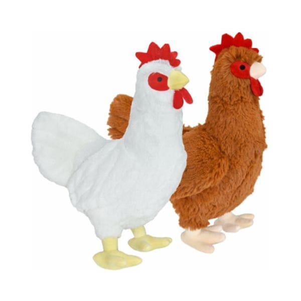 Petpride 12 in. Plush Chicken Dog Toy, Brown & White, 3PK - PE3245279