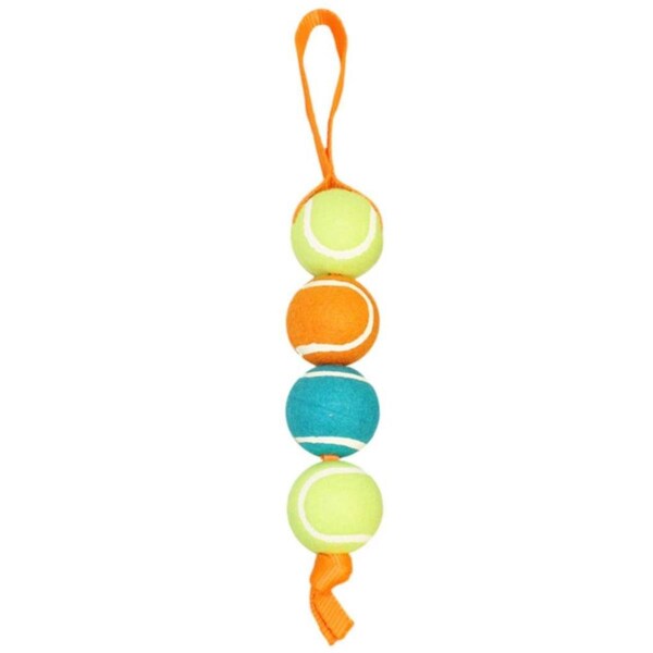 Chompers 4 Nylon Stacked Tennis Ball Tug Dog Toy - WB15529