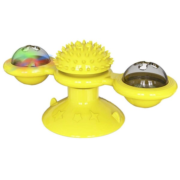 Petpurifiers Windmill Rotating Suction Cup Spinning Cat Toy, Yellow - One Size - PE2640412