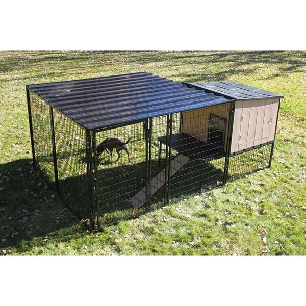 K9 Kennel Store K9 Kennel Castle With 8ft X 24ft X 5ft Tall Run and Metal Cover Basic - B5T8X24KC