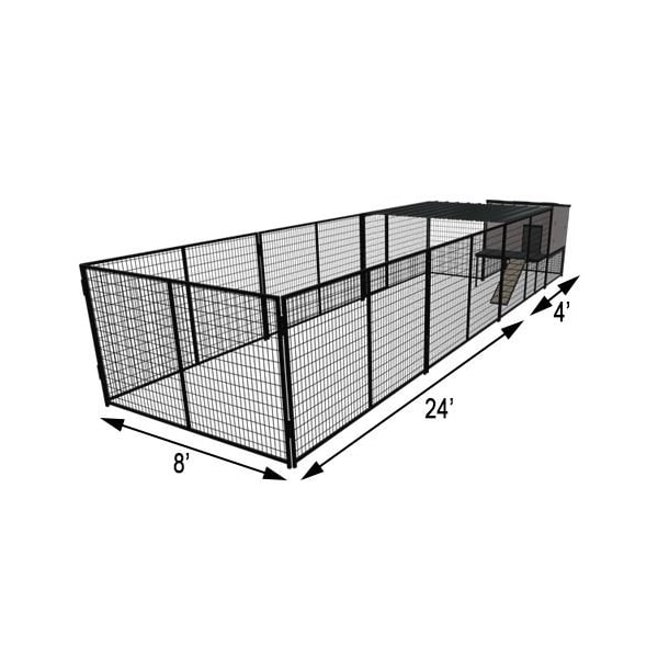 K9 Kennel Store K9 Kennel Castle With 8ft X 24ft X 5ft Tall Run and Metal Cover Basic - B5T8X24KC