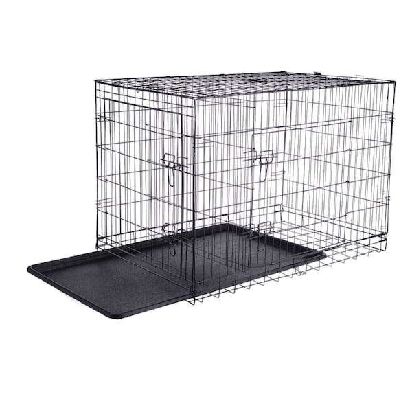 Pet Adobe 2193 Pet Adobe 42" Folding Pet Crate Double Door Kennel Wire Cage for Dogs, Cats or Rabbits - 222527PWD