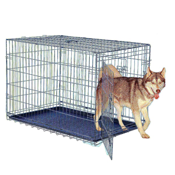 Pet Adobe 2193 Pet Adobe 42" Folding Pet Crate Double Door Kennel Wire Cage for Dogs, Cats or Rabbits - 222527PWD