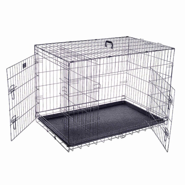 Pet Adobe 2193 Pet Adobe 42" Folding Pet Crate Double Door Kennel Wire Cage for Dogs, Cats or Rabbits - 222527PWD