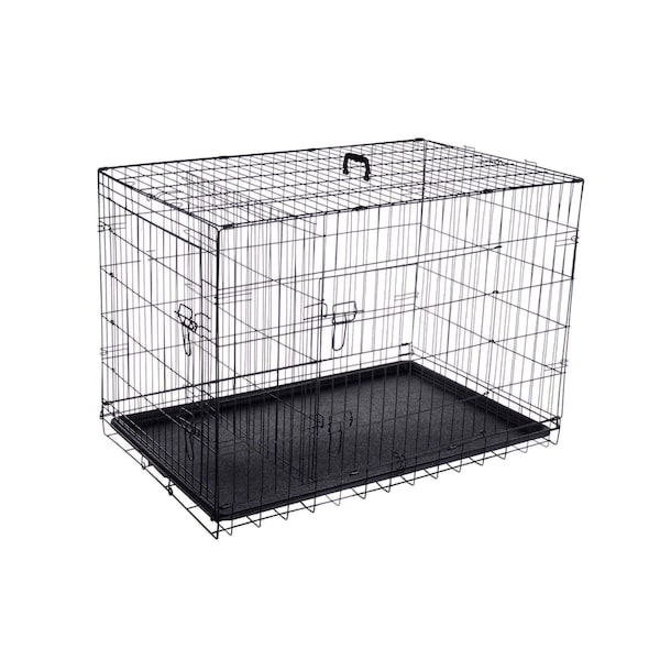 Pet Adobe 2193 Pet Adobe 42" Folding Pet Crate Double Door Kennel Wire Cage for Dogs, Cats or Rabbits - 222527PWD