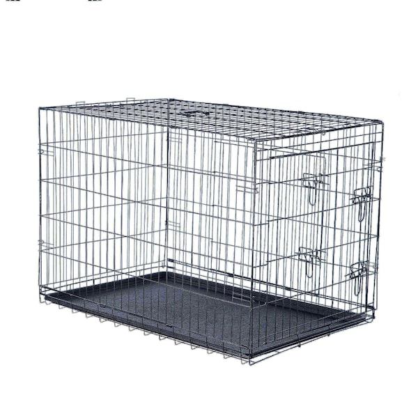 Pet Adobe 2193 Pet Adobe 42" Folding Pet Crate Double Door Kennel Wire Cage for Dogs, Cats or Rabbits - 222527PWD